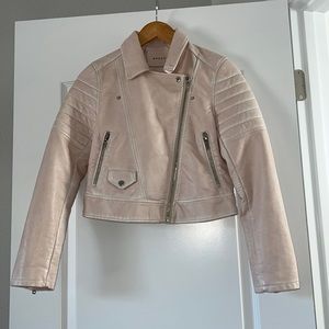 Blank NYC Pale Pink Vegan Leather Moto Jacket Size XS